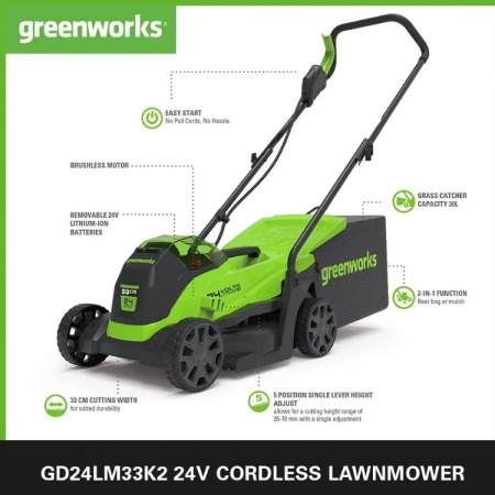 36V 33cm Cordless Lawn Mower (Without Battery)