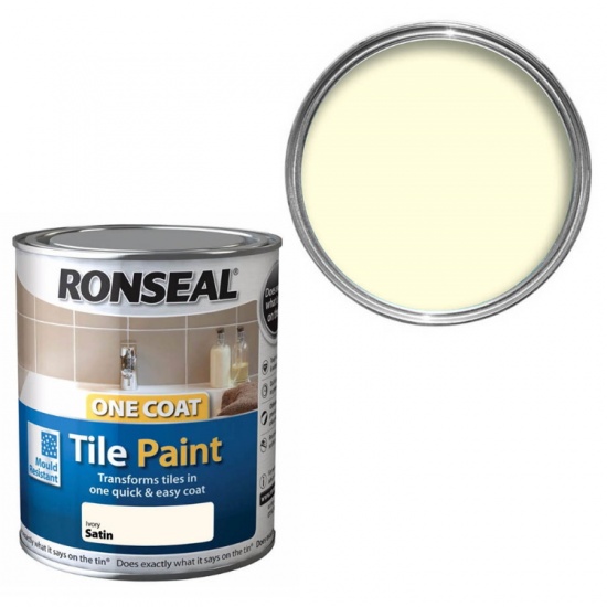 Ronseal One Coat Tile Paint, Ivory Colour Supplies
